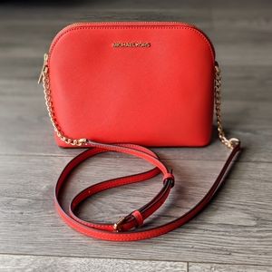 Michael Kors Leather Cindy Lg Dome Crossbody Bag